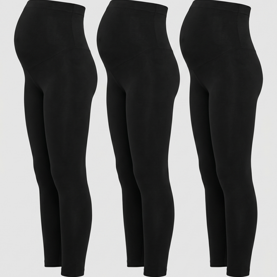 YOMA Schwangerschaftsleggings 3er Set – drei Leggings nebeneinander