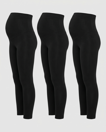 YOMA Schwangerschaftsleggings 3er Set – drei Leggings nebeneinander