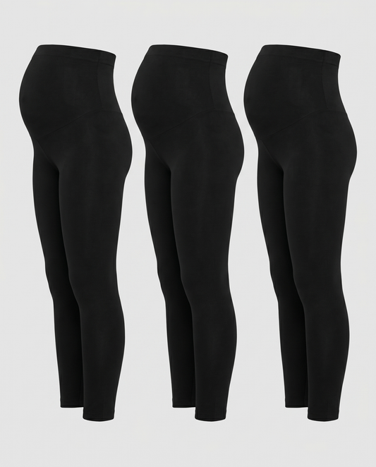 YOMA Schwangerschaftsleggings 3er Set – drei Leggings nebeneinander